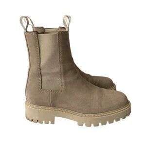 Last Daze Chelsea Boots Booties Womens 41 10 Tan Beige Elastic Side Panel Chunky